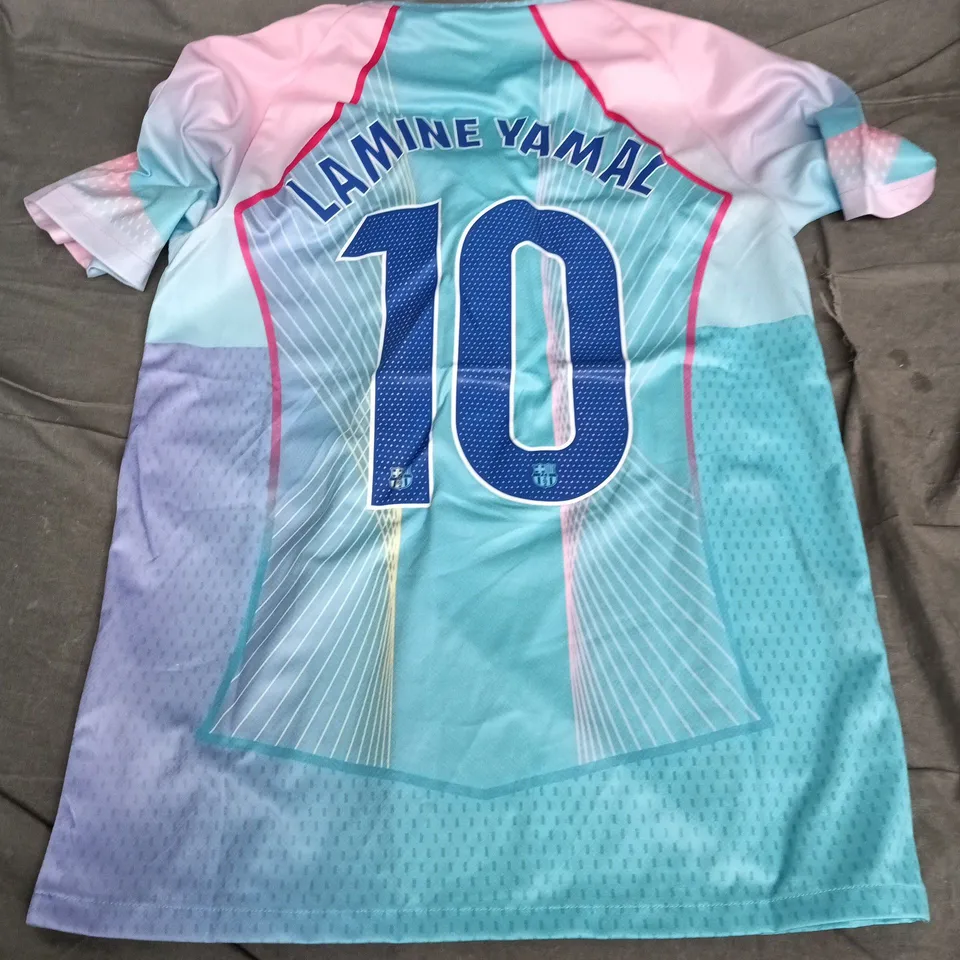 NIKE FC BARCELONA FOOTBALL JERSEY – GRADIENT BLUE/PINK, SIZE M (MEN'S) (LAMINE YAMAL - #10)