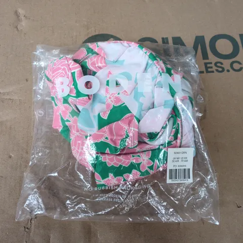 BAGGED BODEN EVIA RUFFLE SWIMSUIT IN GREEN/PINK - UK 16R