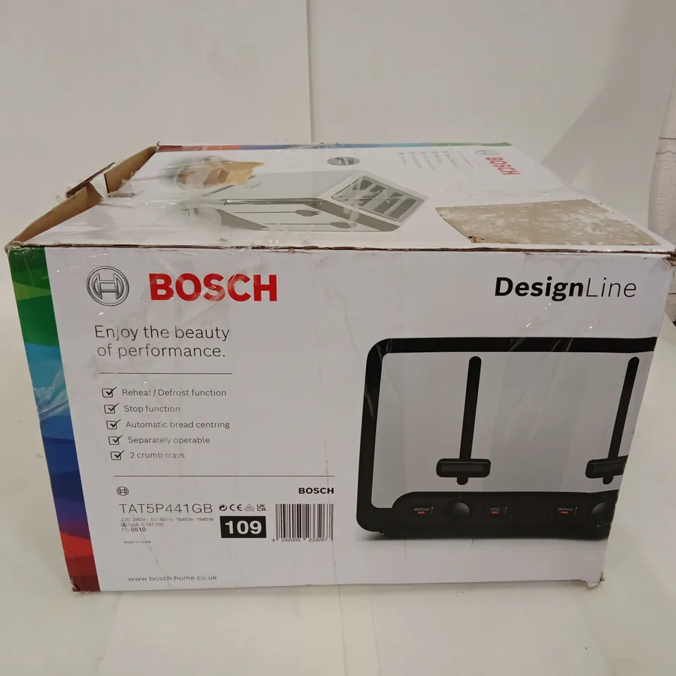 BOXED BOSCH DESIGNLINE 4-SLICE TOASTER (TAT5P441GB)