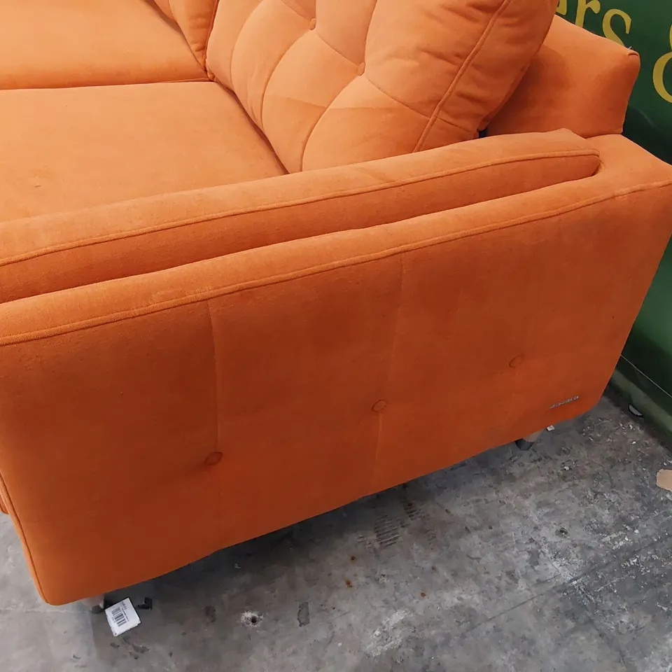 QUALITY BRITISH DESIGNER LOUNGE Co. THREE SEATER SOFA BURNT ORANGE PLUSH FABRIC 