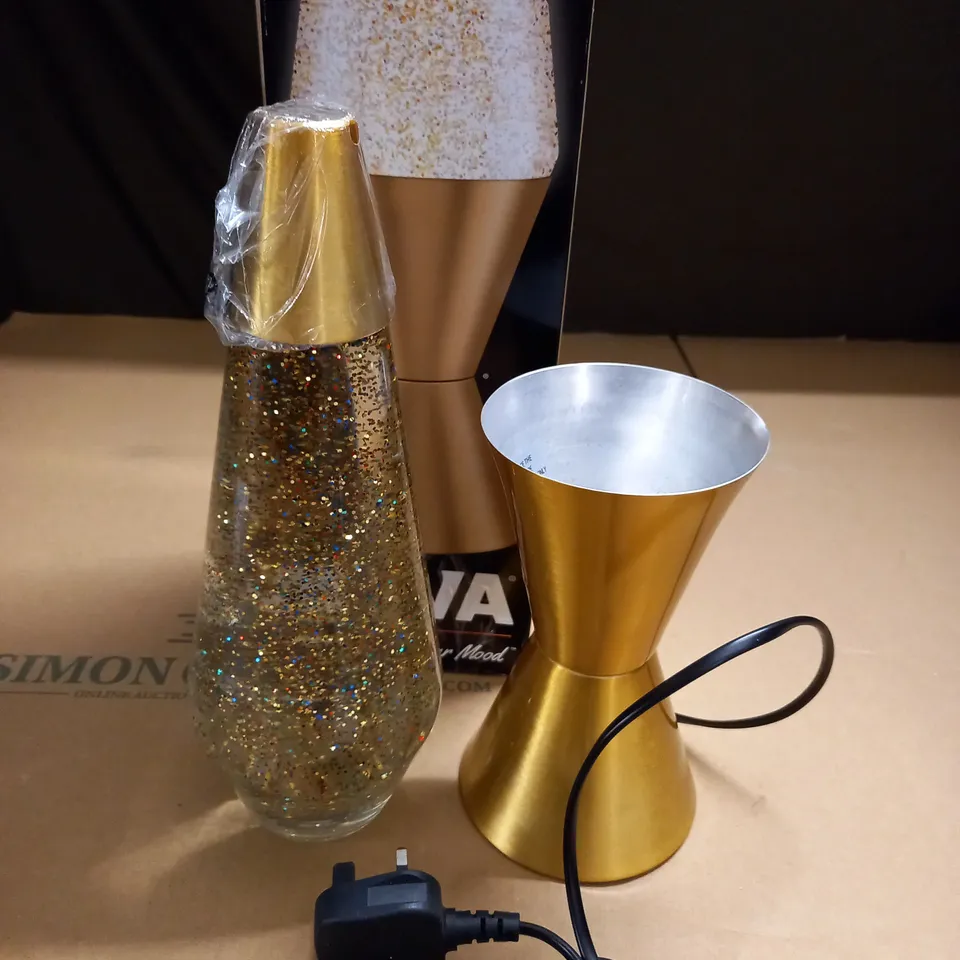 LAVA LAMP GOLD GLITTER TABLE LIGHT