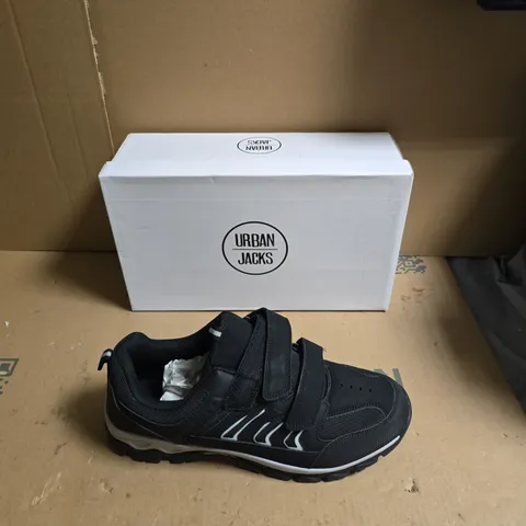 URBAN JACKS BLACK VELCRO TRAINERS - UK SIZE 10 