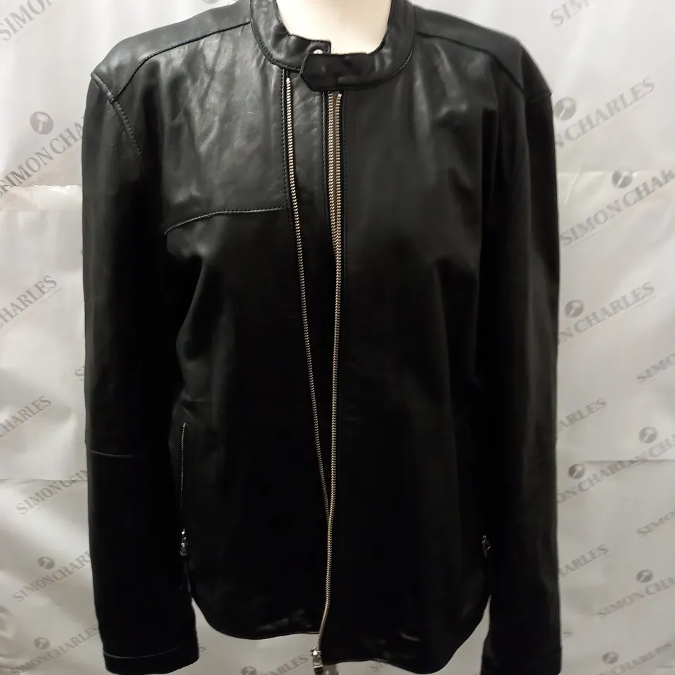PRETTY GREEN LEATHER LOOK ZIP THROUGH JACKET - XL