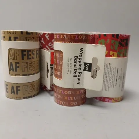APPROXIMATELY 50 ASSORTED TYPO WRAPPING PAPER ROLLS - 10M ROLL, 10CM WIDE