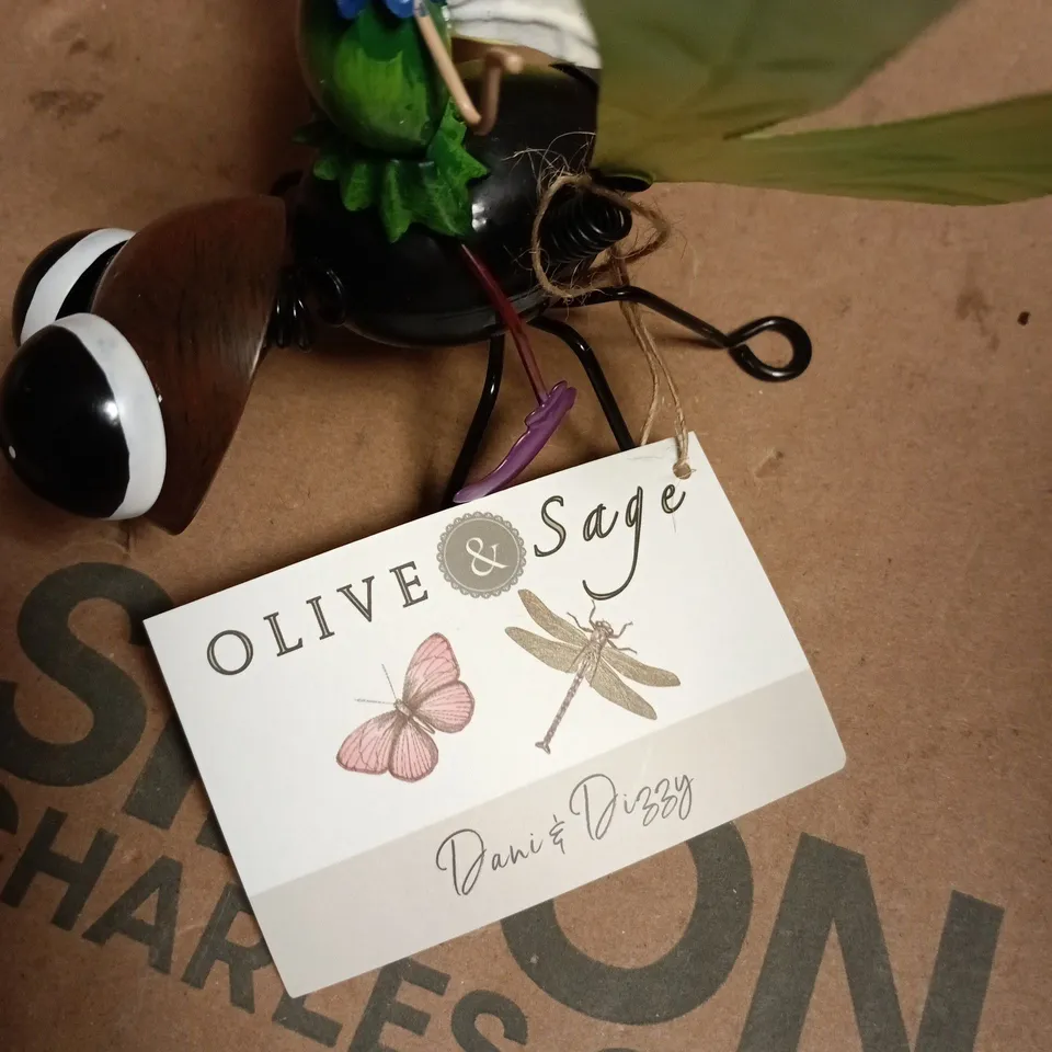 OLIVE & SAGE METAL DRAGONFLY FAIRY FREE STANDING TREE DOOR OUTDOOR STATUE