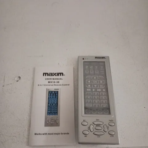 BOX OF APPROXIMATELY 50 MAXIM MX10-38 8-I-1 UNIVERSAL REMOTE CONTROL