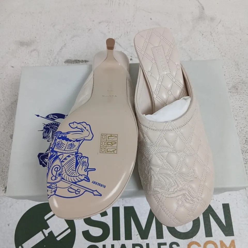 BURBERRY QUILTED LEATHER MULES – WOMEN'S, BEIGE, UK 3.5 (EU 36.5)