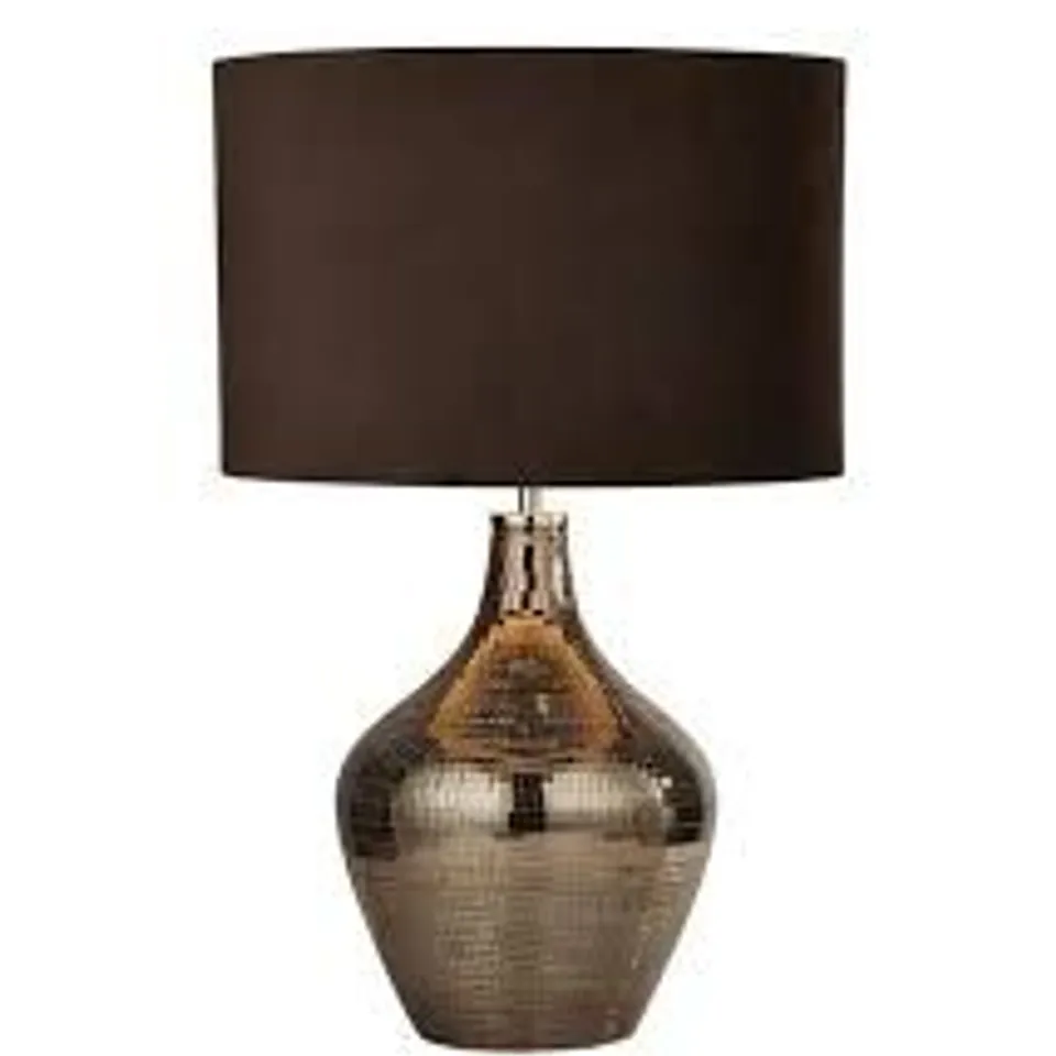 BOXED SMOKED BROWN MOSAIC TABLE LAMP 54CM WITH BROWN SUEDE SHADE