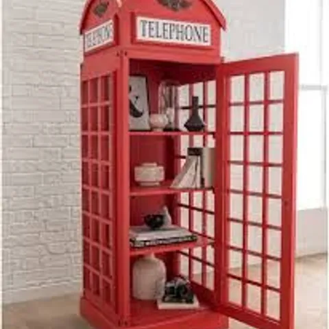BRAND NEW BOXED HOMES DIRECT 365 TELEPHONE BOX DISPLAY CABINET - RED (2 BOXES)