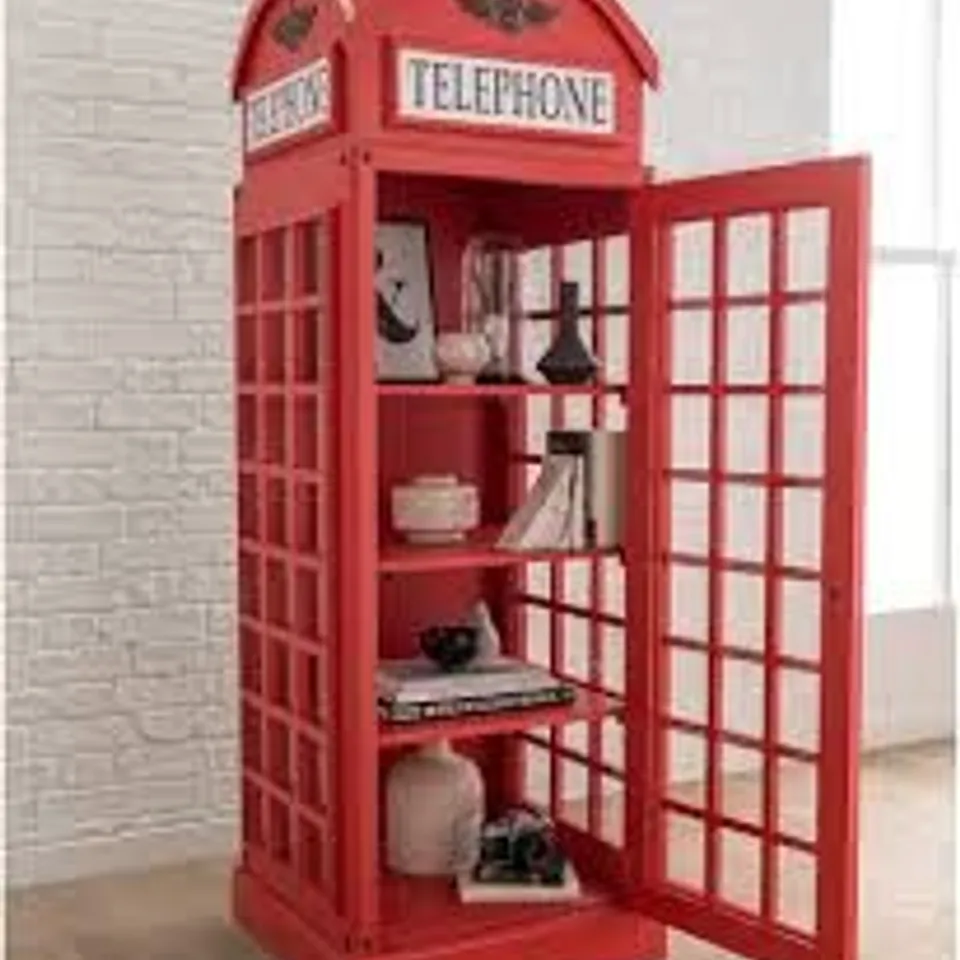 BRAND NEW BOXED HOMES DIRECT 365 TELEPHONE BOX DISPLAY CABINET - RED (2 BOXES)