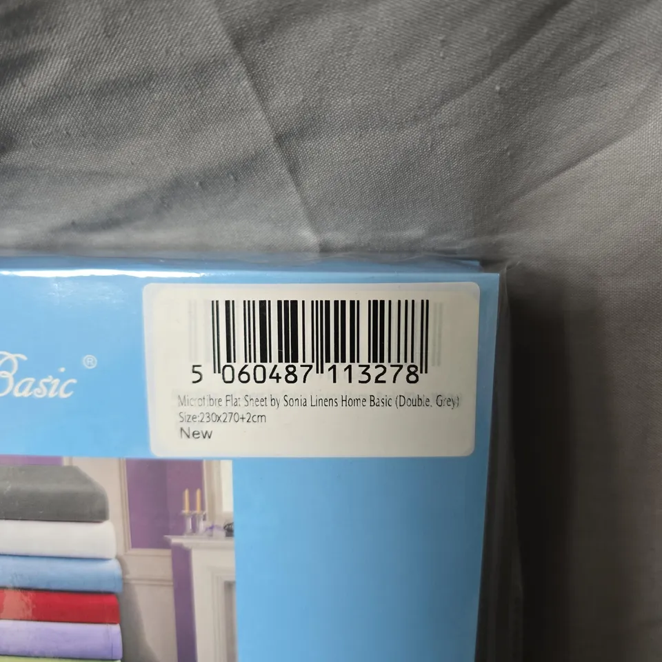 SONIA LINENS HOME BASIC MICROFIBRE FLAT SHEET – DOUBLE, GREY