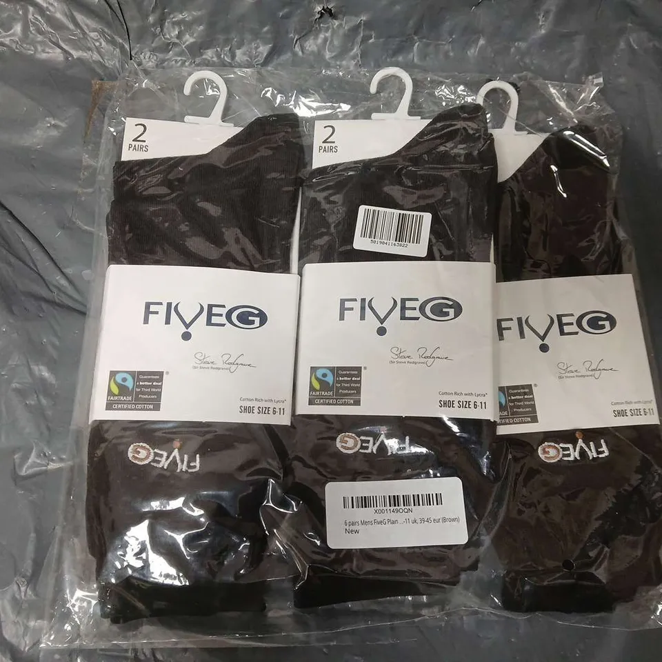 APPROXIMATELY 100 ASSORTED FIVEG MENS SOCKS IN BROWN (6-11)