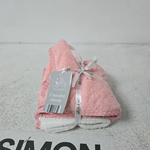 ELLI & RAFF 2 HOODED BABY TOWELS – PINK / WHITE