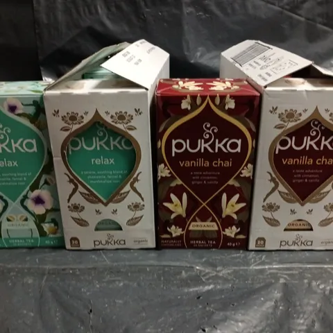 LOT OF 8 20-BAG PACKS OF PUKKA TEA - VANILLA CHAI AND RELAX