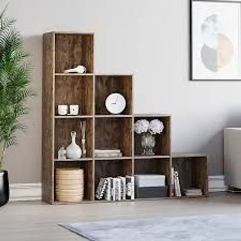 BOXED VIDA DESIGNS DURHAM 10 CUBE STAIRCASE STORAGE UNIT - DARK WOOD (1 BOX)