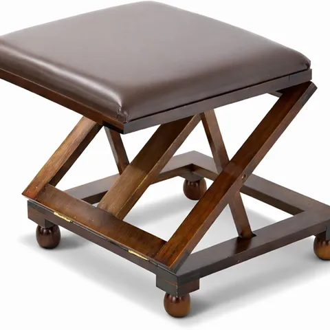 FOLDING LEATHER CUSHION PADDED FOOTSTOOL FOOT REST