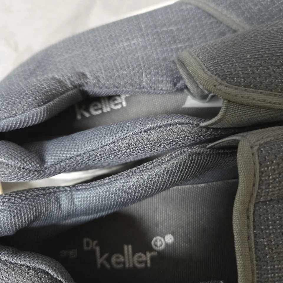 KELER SLIP-ON TRAINERS - GREY FABRIC, WHITE SOLE SIZE 10