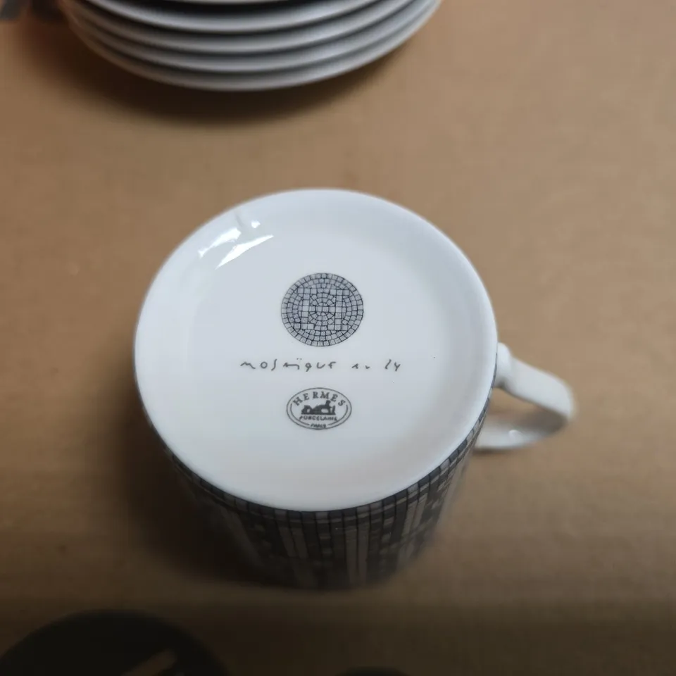 BOXED HERMES PARIS CUP & SAUCER SET INCLUDES - 6 SAUCERS 6 CUPS