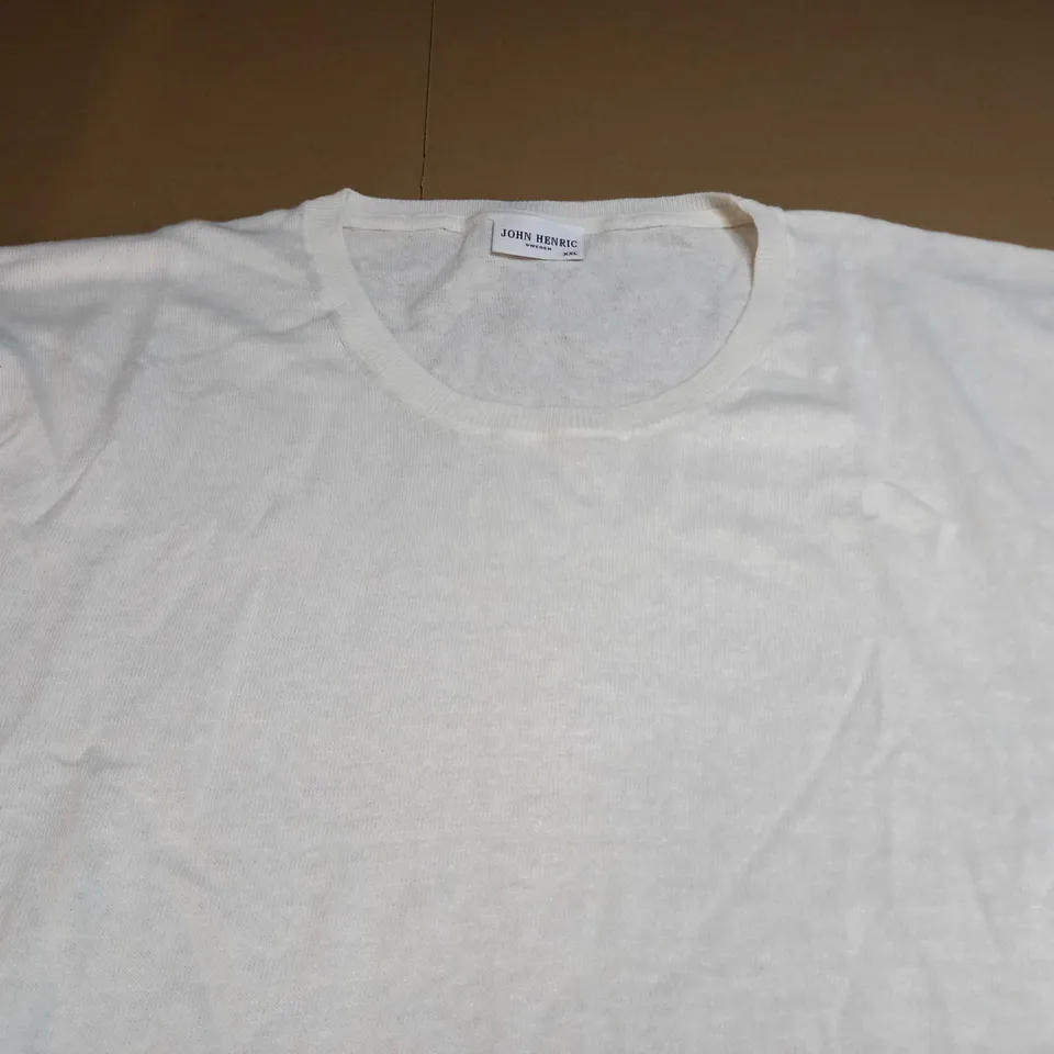 JOH HENRIC LINEN/COTTON CREWNECK T-SHIRT IN CREM SHIT - XXL