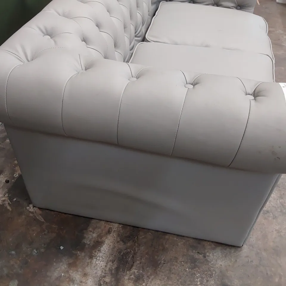 DESIGNER TWO SEATER CHESTERFIELD SOFA GREY LEATHER 