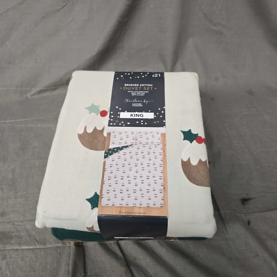 BRUSHED COTTON CHRISTMAS THEMED DUVET SET - KING 