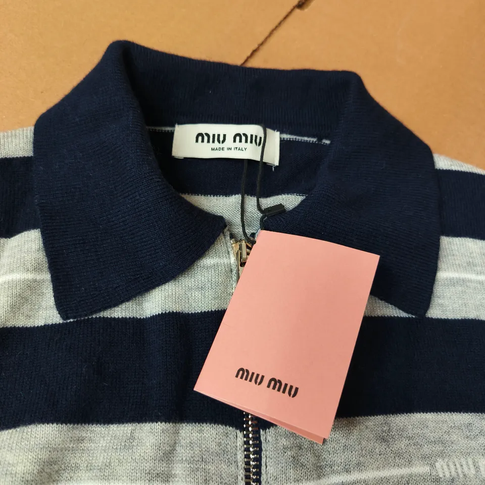 MIU MIU STRIPE KNIT ZIP SWEATER – SIZE UNSPECIFIED