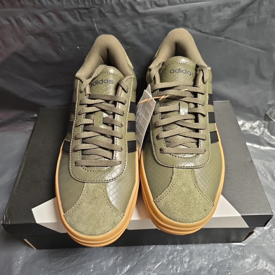 ADIDAS VL COURT BOLD SNEAKERS – OLIVE GREEN/BLACK – UK 6 (US 7.5, EU 39.5)
