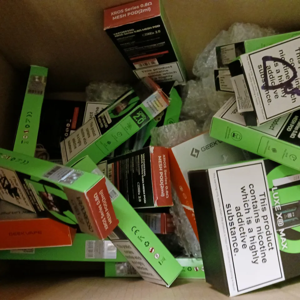 BOX OF APPROXIMATELY 22 ASSORTED E-CIGARETTES TO INCLUDE - VAPORESSO, GEEKVAPES , LOST VAPE 