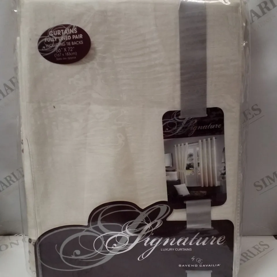 BRAND NEW GAVENO CAVAILIA SIGNATURE AVIV FULLY LINED CURTAINS 167×183CM - CREAM