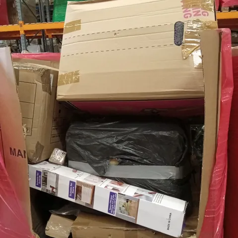 PALLET OF ASSORTED HOUSEHOLD GOODS AND PRODUCTS TO INCLUDE; RETRACTABLE SAFETY GATE, BOXED FURNITURE ETC