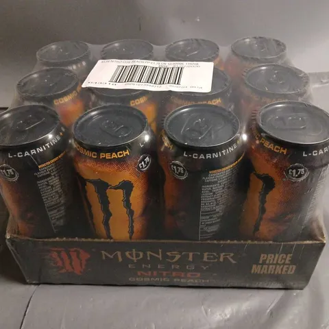 12-CAN PACK OF 500ML MONSTER NITRO COSMIC PEACH ENERGY DRINKS