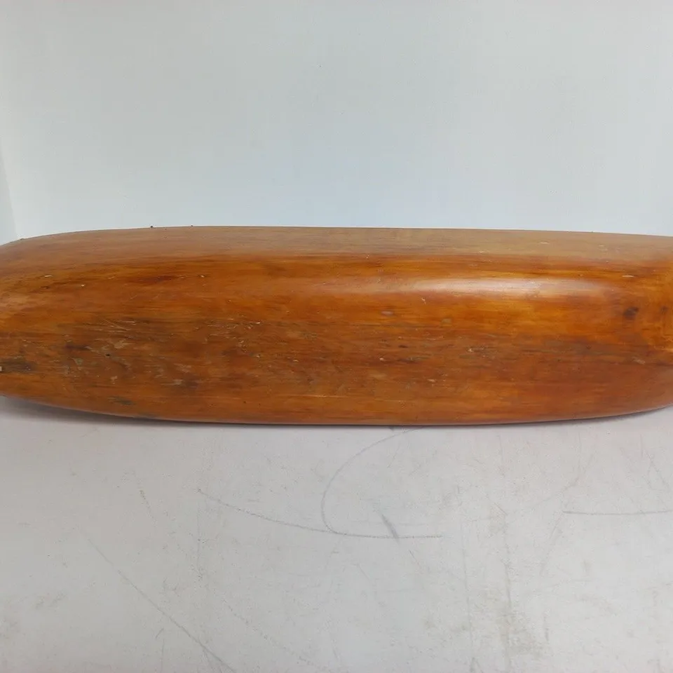 CARVED WOODEN 3FT MODEL BOAT WITH MECHANICAL RUDDER