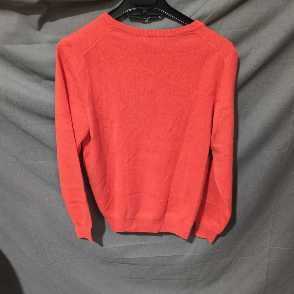 N. PEAL VERMILLION RED V-NECK CASHMERE SWEATER – SIZE SMALL