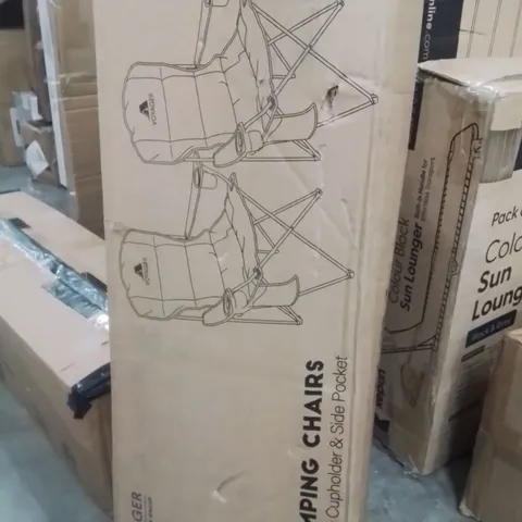BOXED VOYAGER SET OF 2 PADDED CAMPING CHAIRS GREY
