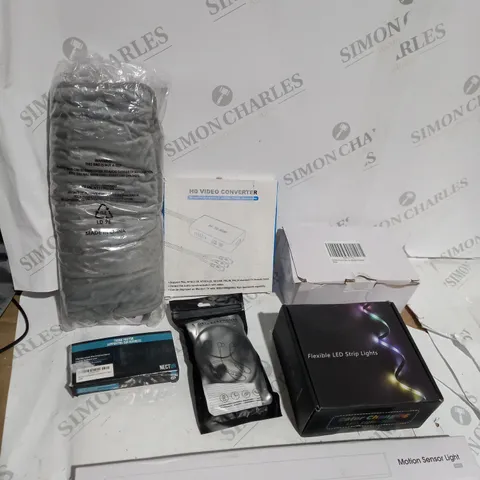 APPROXIMATELY 10 ASSORTED PRODUCTS TO INCLUDE; LED STRIPS, MOTION SENSOR LIGHT AND HEATED PAD