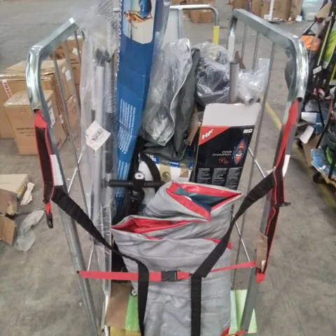 CAGE OF UNTESTED ASSORTED INFLATABLE KAYAKS AND ACCESSORIES