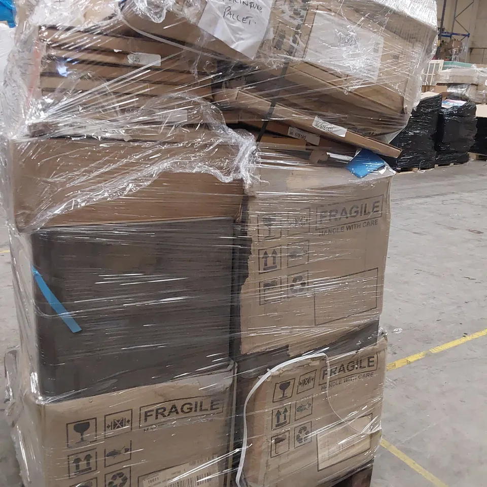 PALLET OF ASSORTED BOXED BATHROOM FURNITURE ITEMS, INCLUDING, MIRRORED CABINETS, 800 WALL HUNG UNITS, 