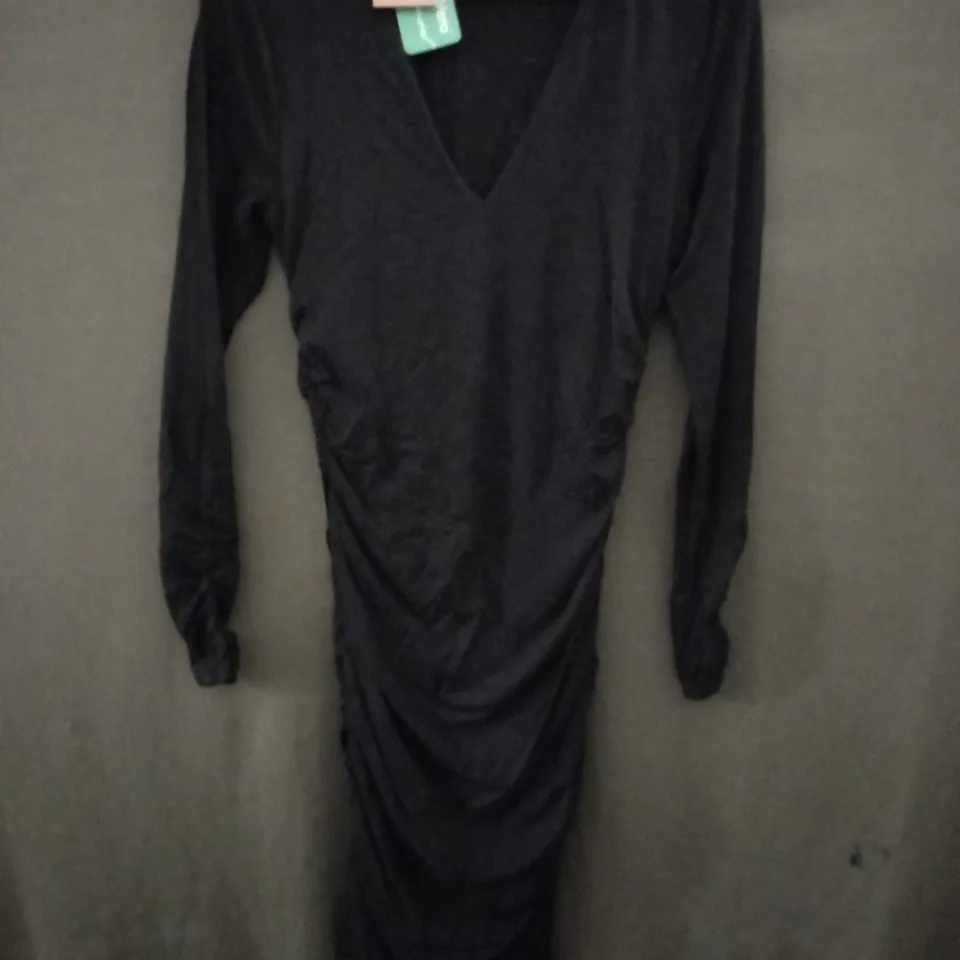 BODEN RUCHED BODY JERSEY MINI DRESS IN BLACK - UK 8R