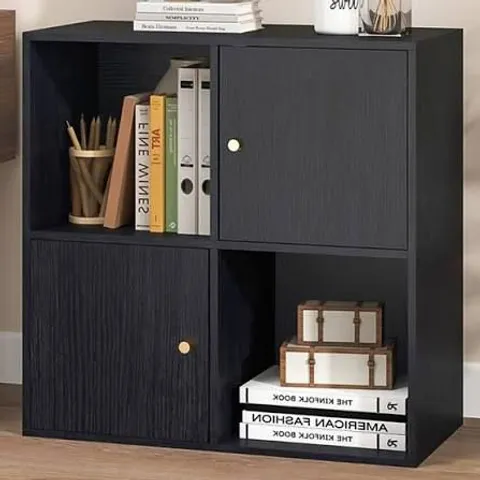 BOXED COSTWAY 2 DOOR 2 SHELF BLACK BOOKSHELF (1 BOX)