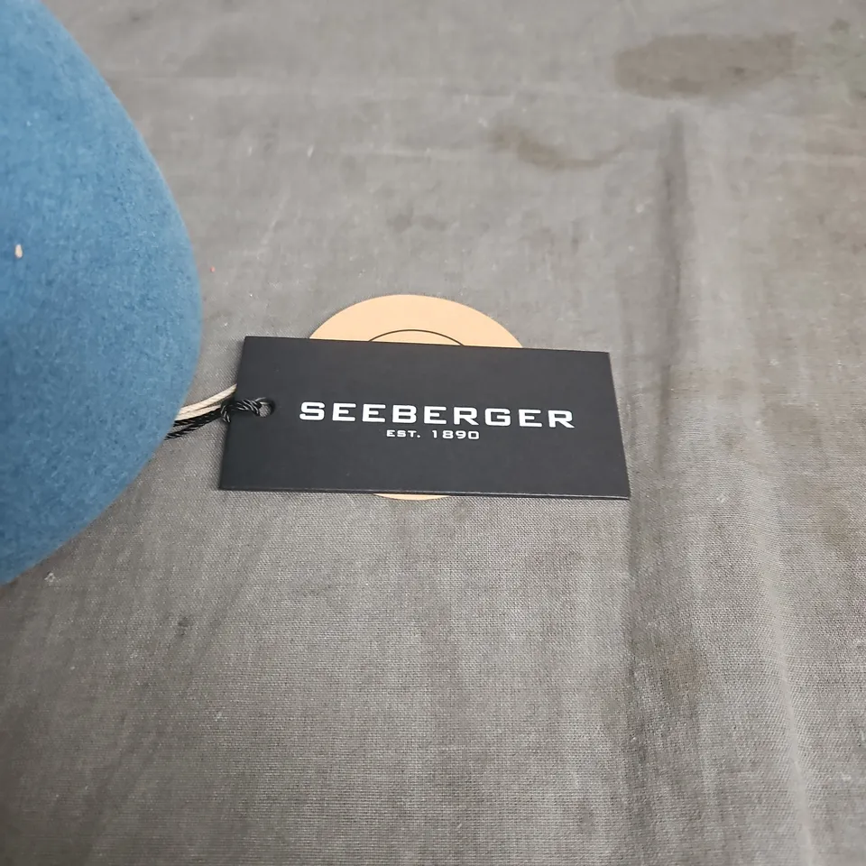 SEEBERGER BLUE FELT CLOCHE HAT – ONE SIZE