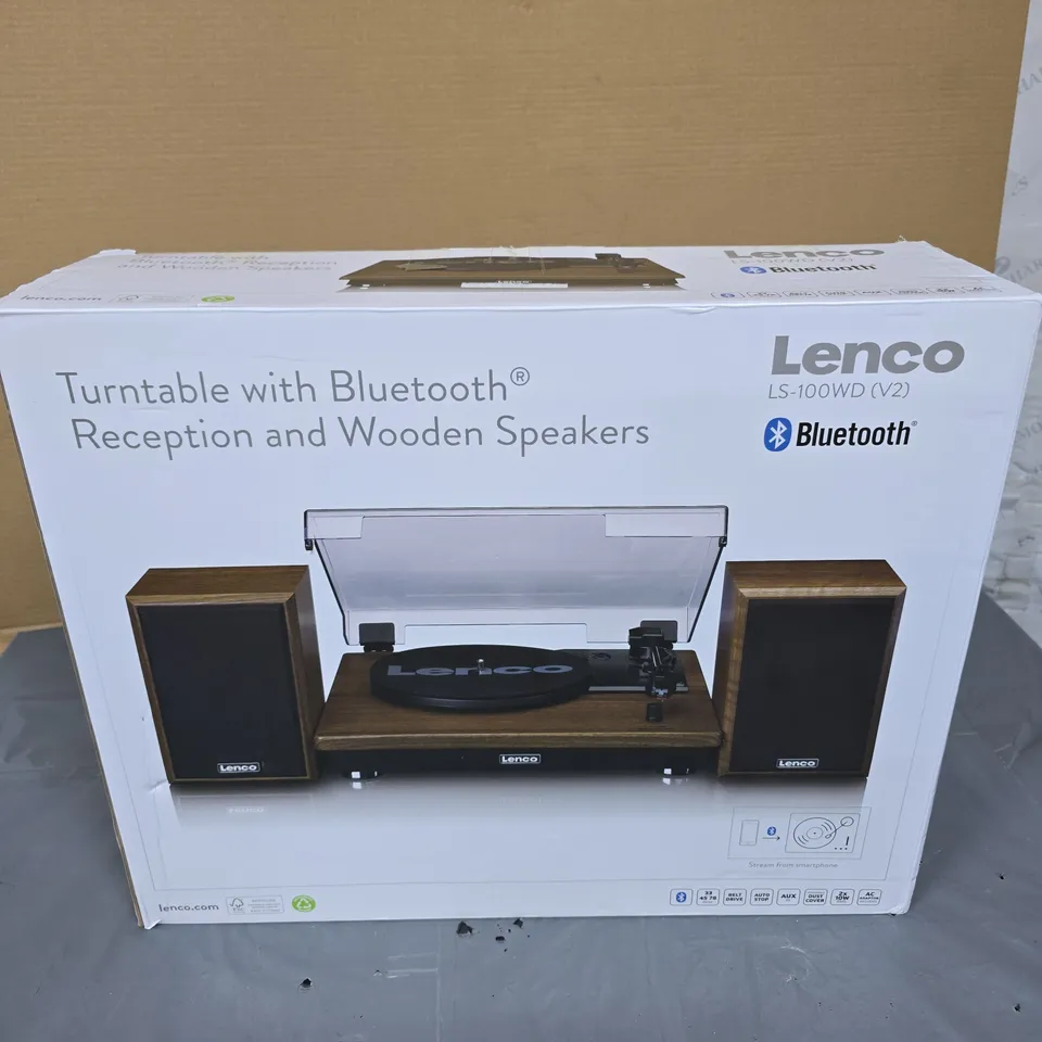 LENCO LS-100WD (V2) TURNTABLE WITH BLUETOOTH RECEPTION AND WOODEN SPEAKERS