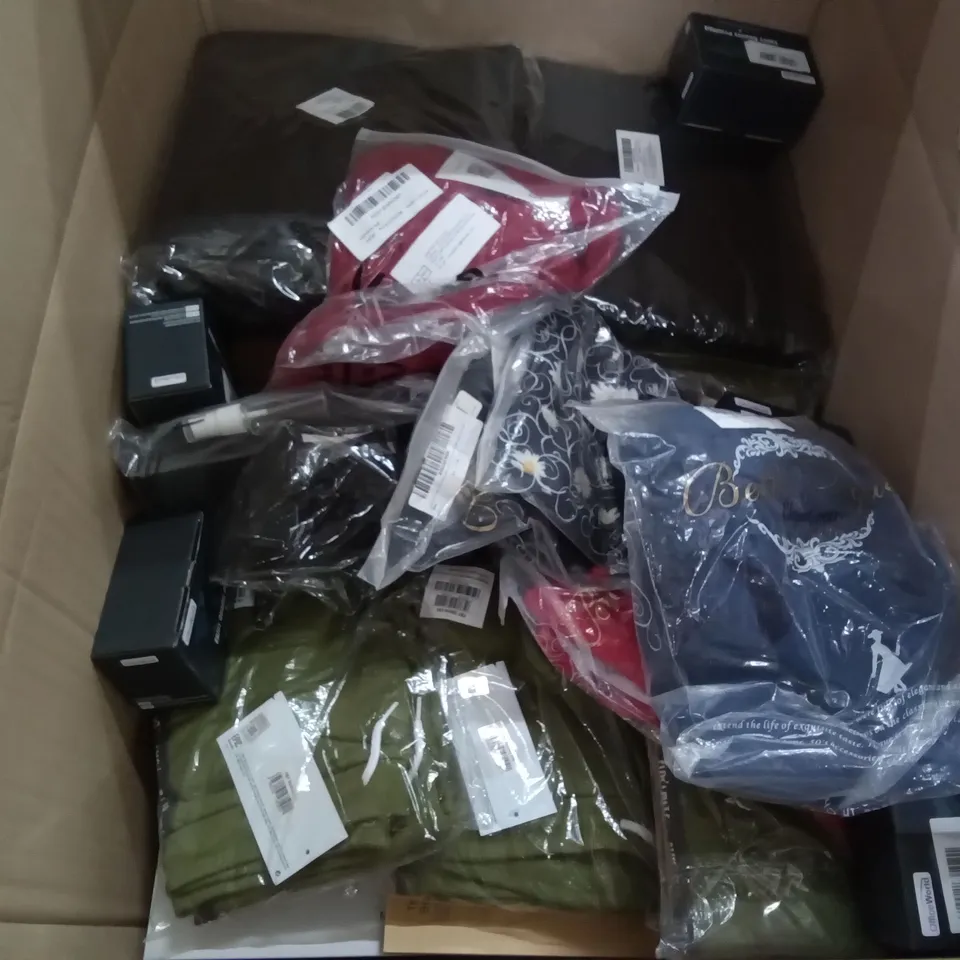 PALLET OF ASSORTED ITEMS INCLUDING CURLING HEADBAND, FORTNIGHT JOGGERS FOR BOYS, WALDORF ASTERIA COOKBOOK, BELLE POQUE OMENS FLARED HIGH SKIRT, OFFICE WORLD INK CARTRIDGES