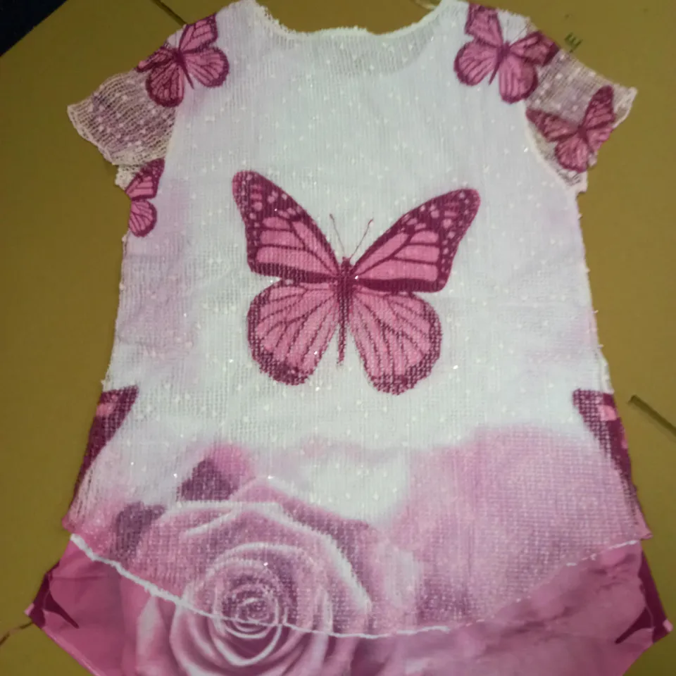 BRAND NEW JOE BROWN SEQUIN OVERLAY TSHIRT IN PINK - SIZE 8