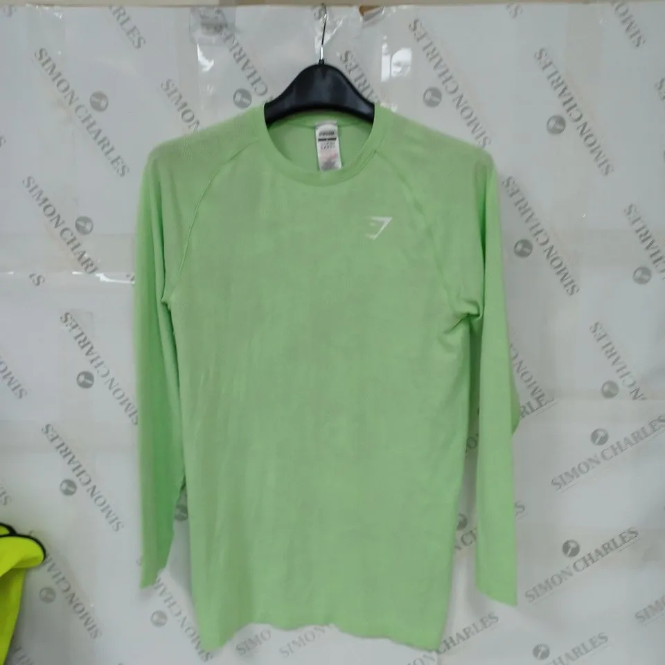 LONG SLEEVED LIME GREEN GYM SHARK TOP SIZE SMALL 