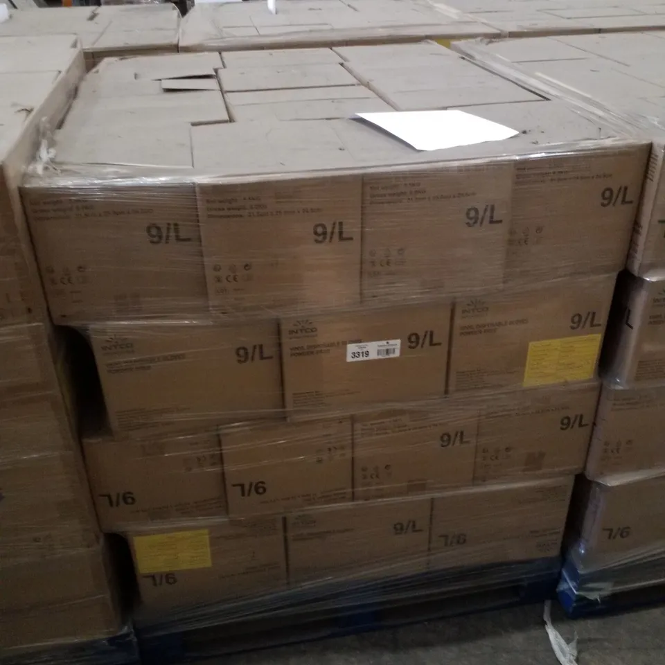PALLET CONTAINING APPROXIMATELY 520 INTCO VINYL GLOVES 100PK LARGE