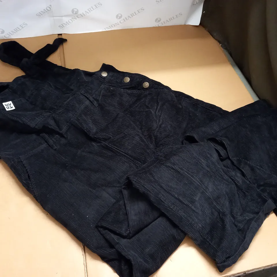 LUCY & YAK BLACK CORD DUNGAREES - UK 14 L