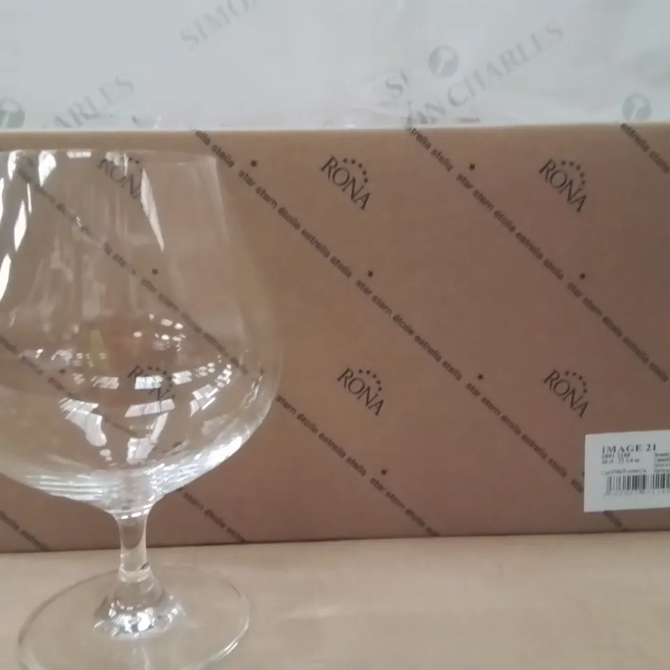 BOXED BRAND NEW RONA GOBLET WINE GLASSES APPROXIMATELY 6 66CL