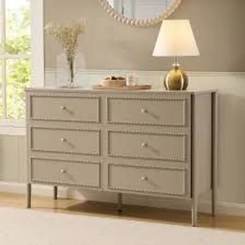 BOXED DUSK ISLA 6 DRAWER CHEST - TAUPE (1 BOX)