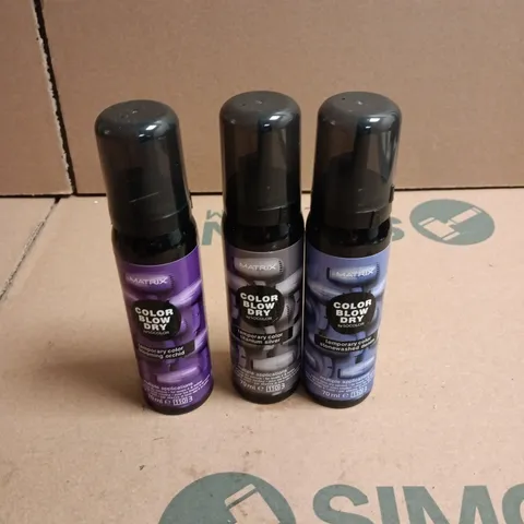 APPROXIMATELY 22 X ASSORTED MATRIX COLOR BLOW DRY HAIR CARE PRODUCTS TO INCLUDE STONEWASHED DENIM, TITANIUM SILVER ETC