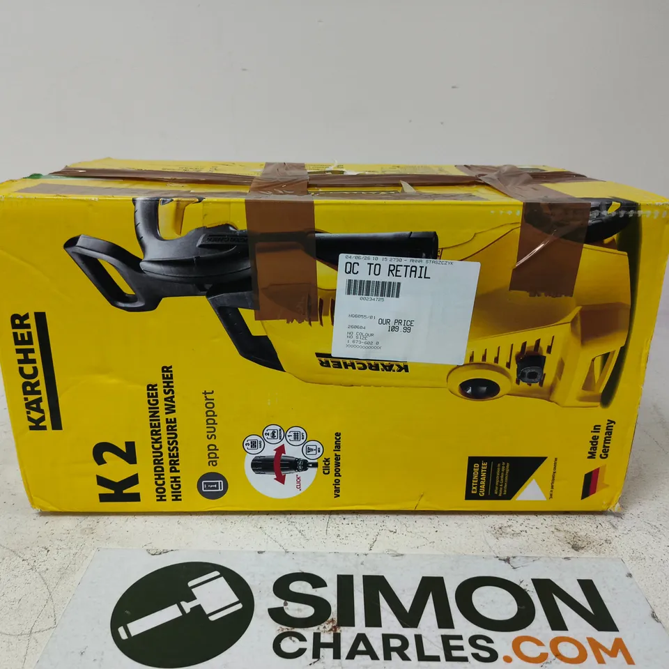 KÄRCHER K2 HIGH PRESSURE WASHER – BOXED